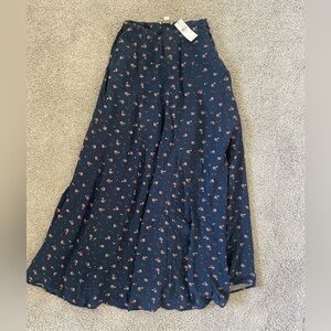 Floral Navy Blue Maxi Skirt
